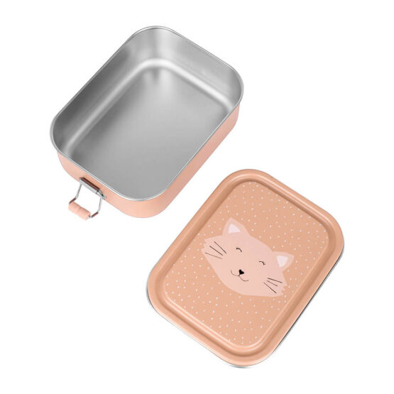 Lunch box Mme chat ouvert sur fond blanc