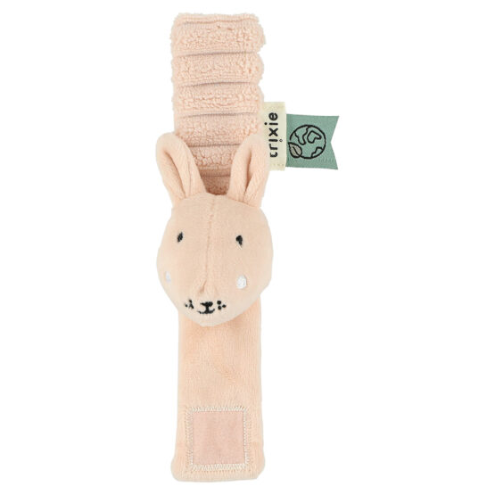 hochet bracelet mme lapin trixie baby sur fond blanc de face