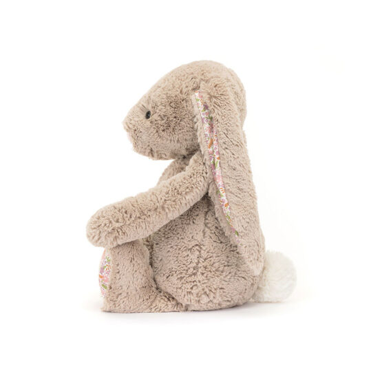 Doudou lapin huge beige et oreilles fleuries jellycat