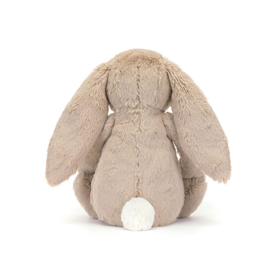 Doudou lapin moyen beige et oreilles fleuries jellycat