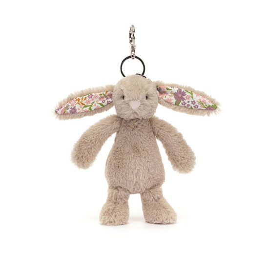 Porte clé lapin beige aux oreilles fleuries pétale jellycat | Magasin de jouets à Vannes