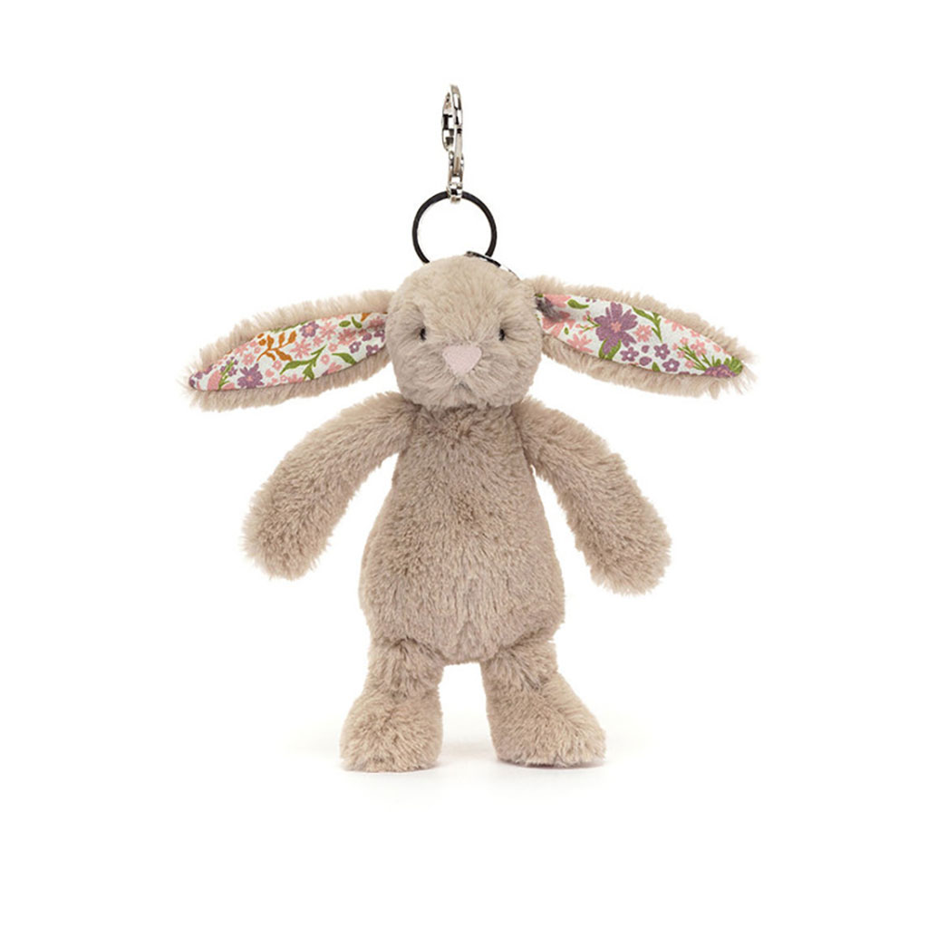 Porte clé lapin beige aux oreilles fleuries pétale jellycat | Magasin de jouets à Vannes