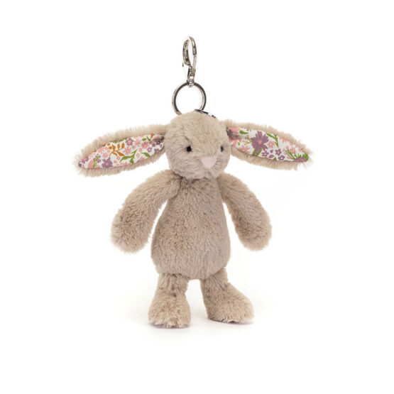 Porte clé lapin beige aux oreilles fleuries pétale jellycat | Magasin de jouets à Vannes