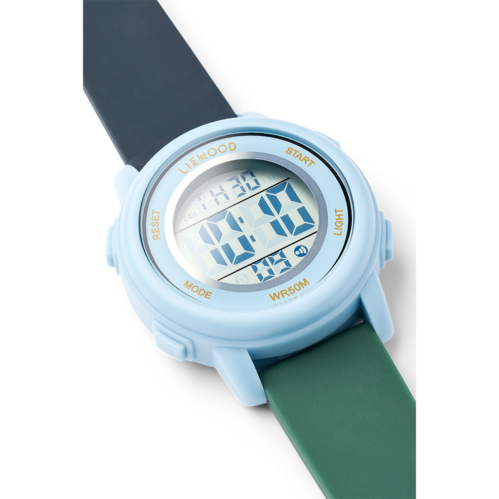 Montre silicone bleu vert enfant liewood