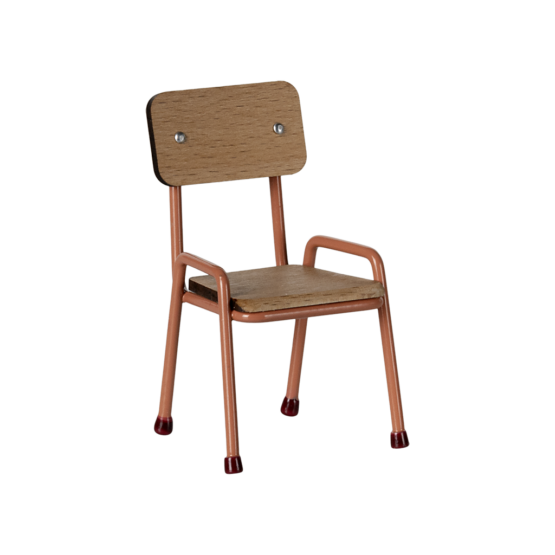 chaise en métal et bois corail pour souris maileg