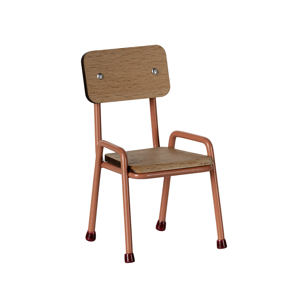 chaise en métal et bois corail pour souris maileg