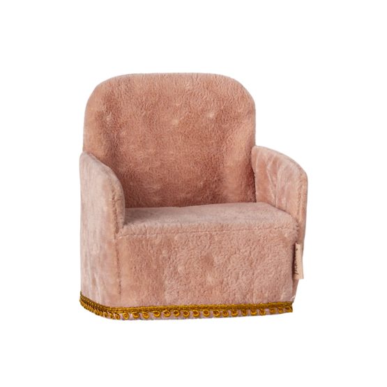 Fauteuil en velours rose pour souris maileg