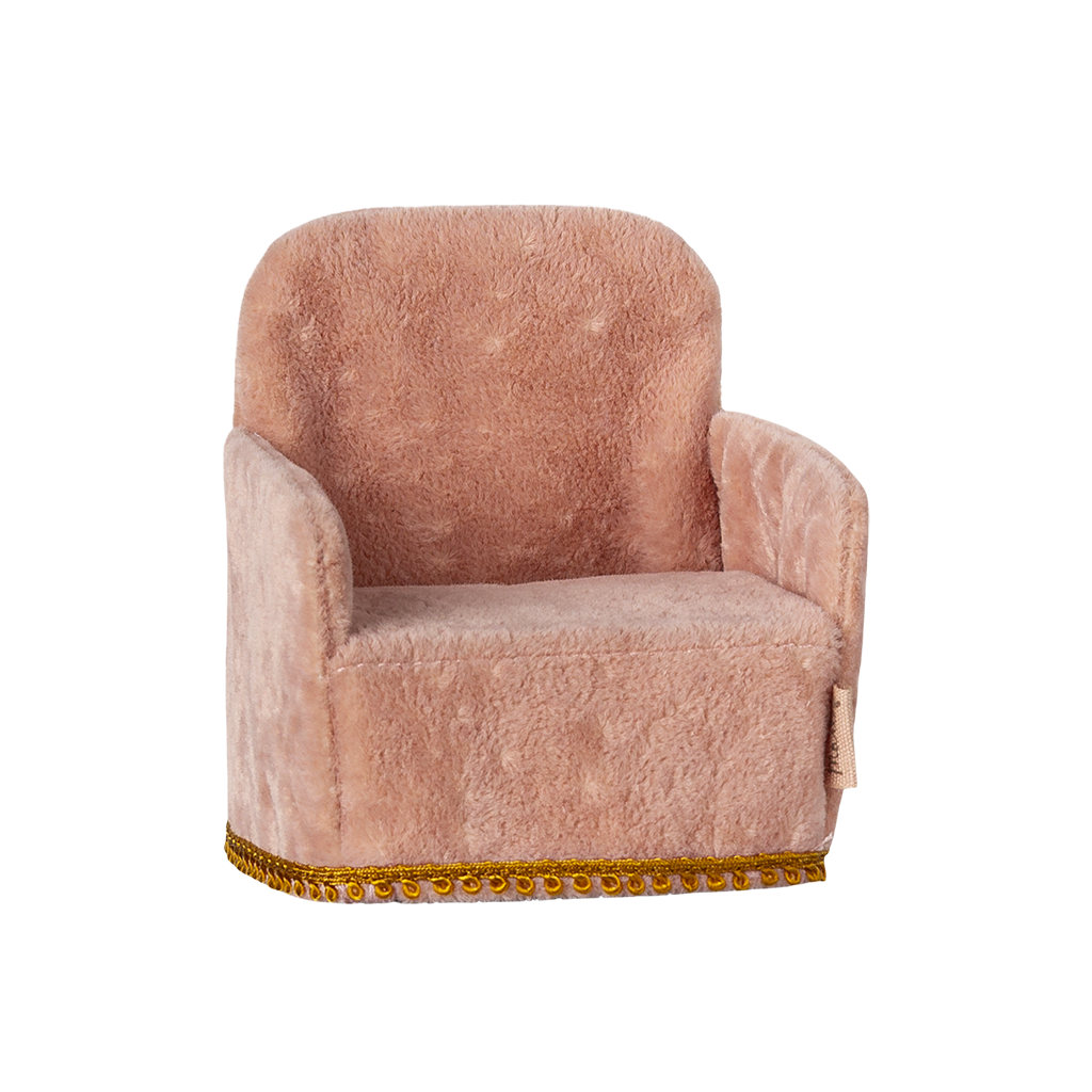 Fauteuil en velours rose pour souris maileg