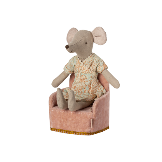 Fauteuil en velours rose pour souris maileg