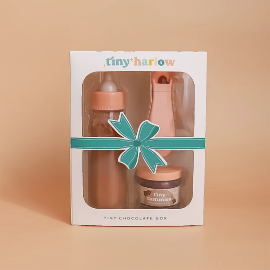 Coffret biberon magique et petit pot au chocolat pour poupée de la marque tiny harlow