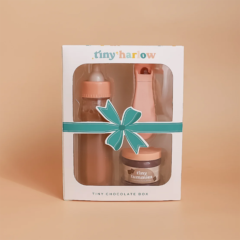 Coffret biberon magique et petit pot au chocolat pour poupée de la marque tiny harlow