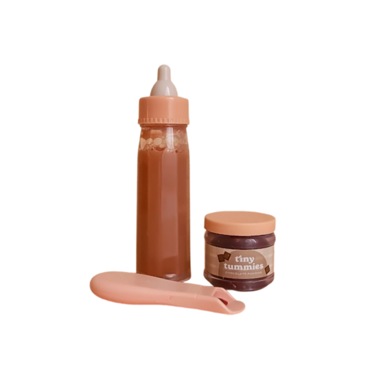 Coffret biberon magique et petit pot au chocolat pour poupée de la marque tiny harlow