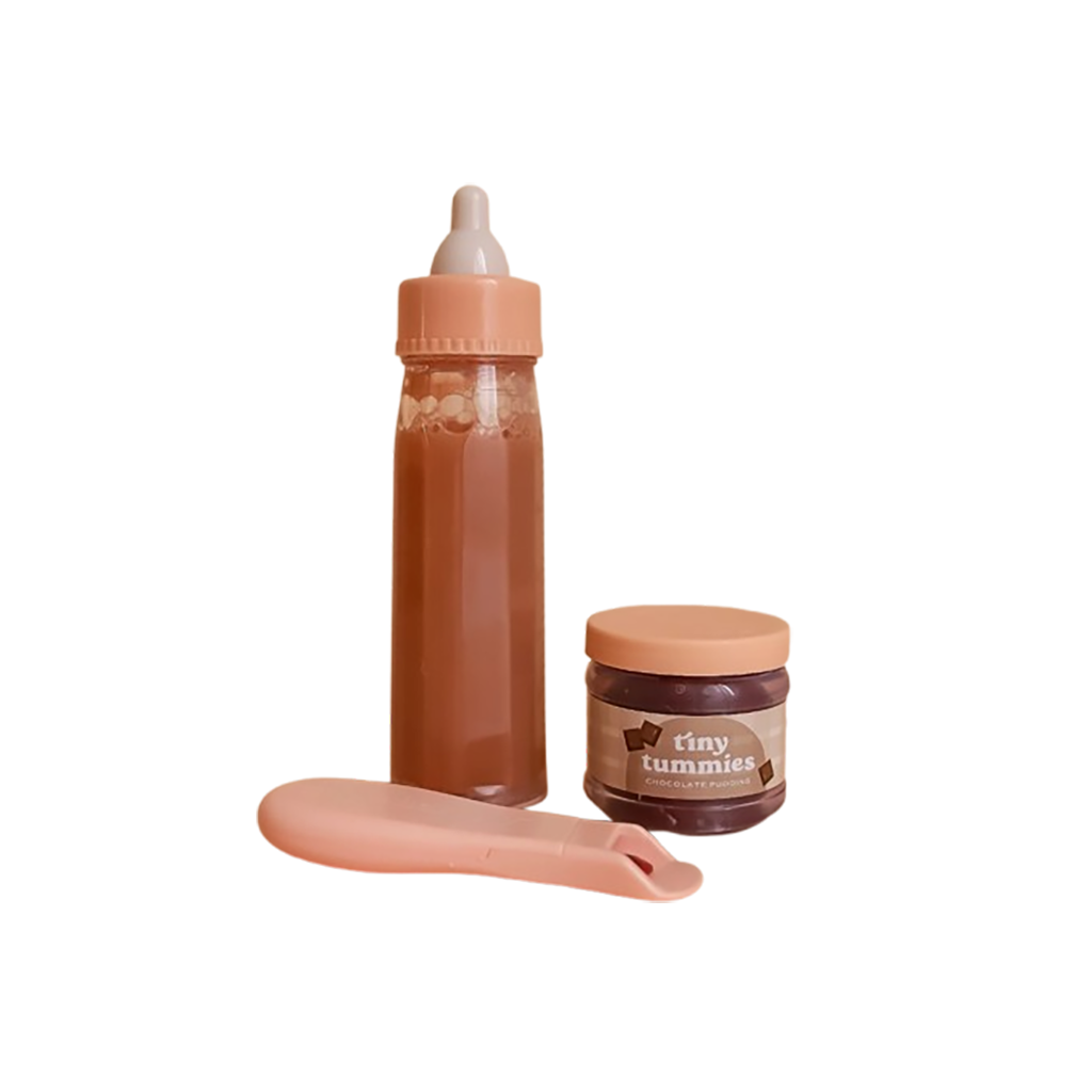 Coffret biberon magique et petit pot au chocolat pour poupée de la marque tiny harlow